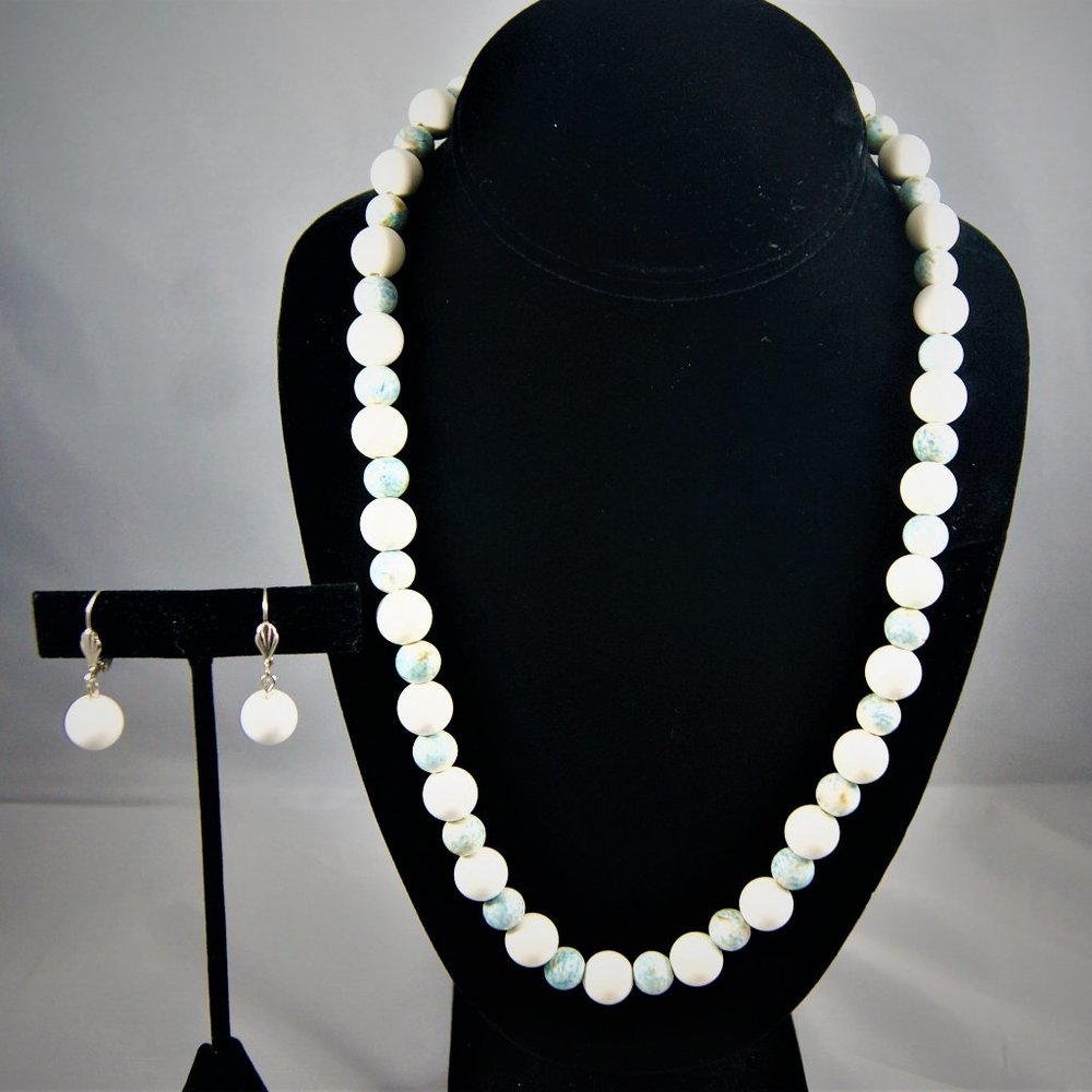 3 Piece Meerschaum Set | White/Sky Blue - Handmade